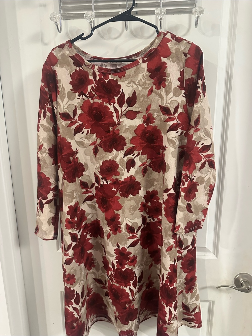 Honey and Lace Red and Cream Floral Shift Dress